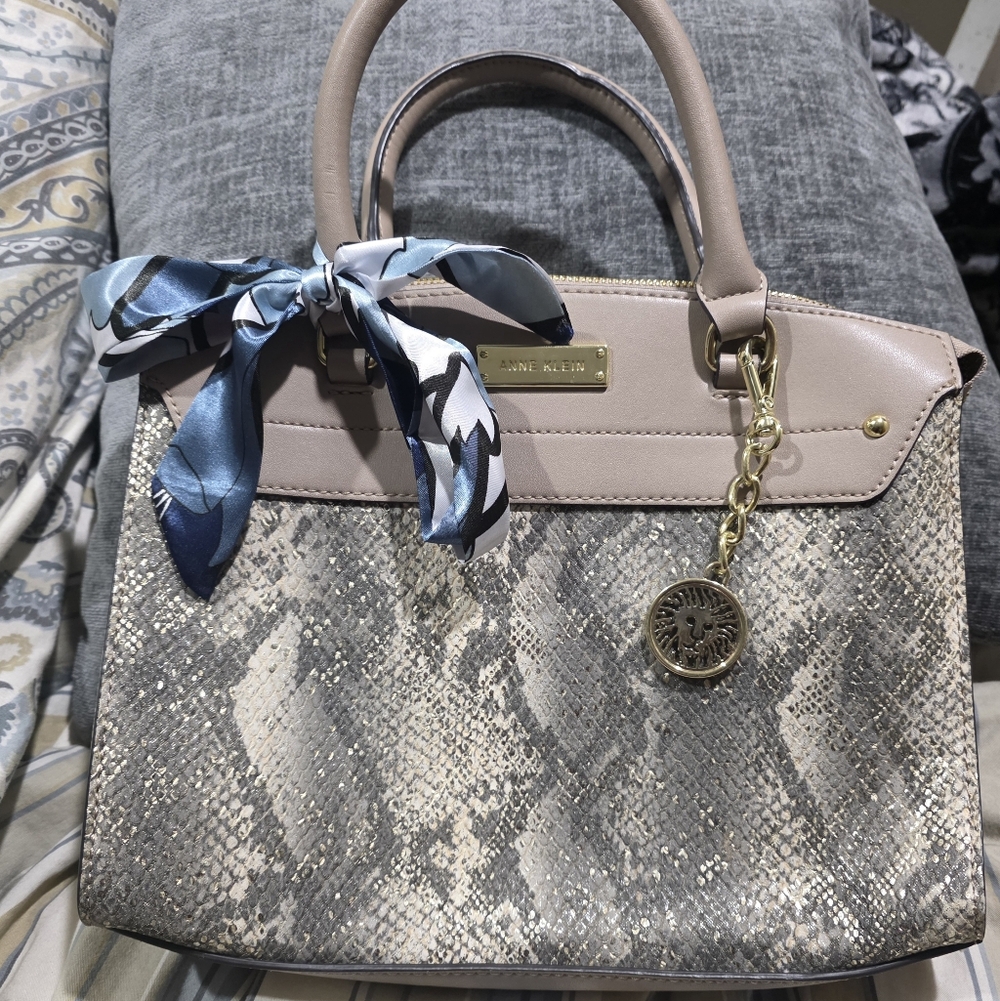 Anne Klein Brown and Gold Textured Satchel